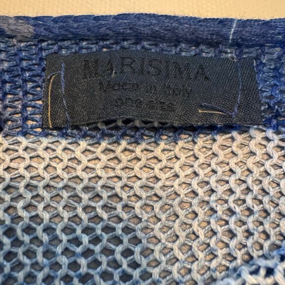 MARISMA Italy Semi Sheer Sweater Artsy Blue Leopard Star This is Love Coastal OS - Picture 5 of 6